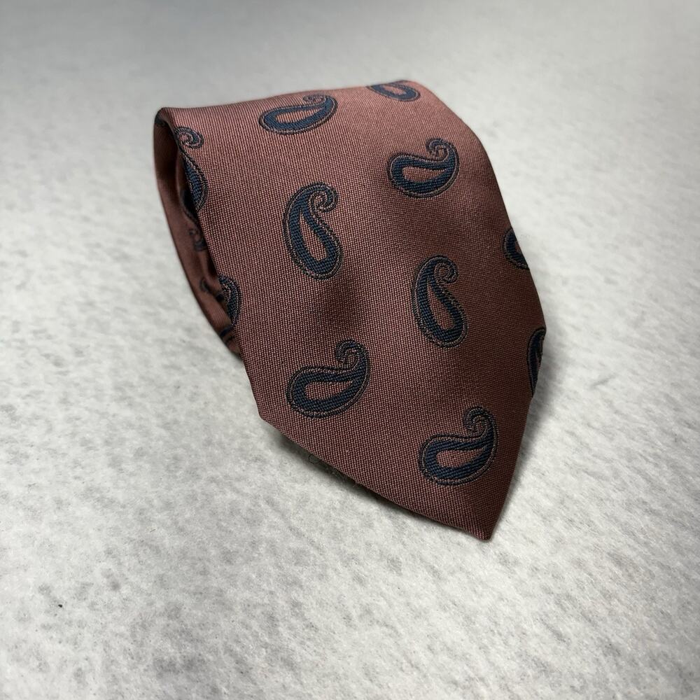 Vtg Del Cino Paisley Silk Tie Men's Brown Blue Retro 3" Blade 54.5" Long